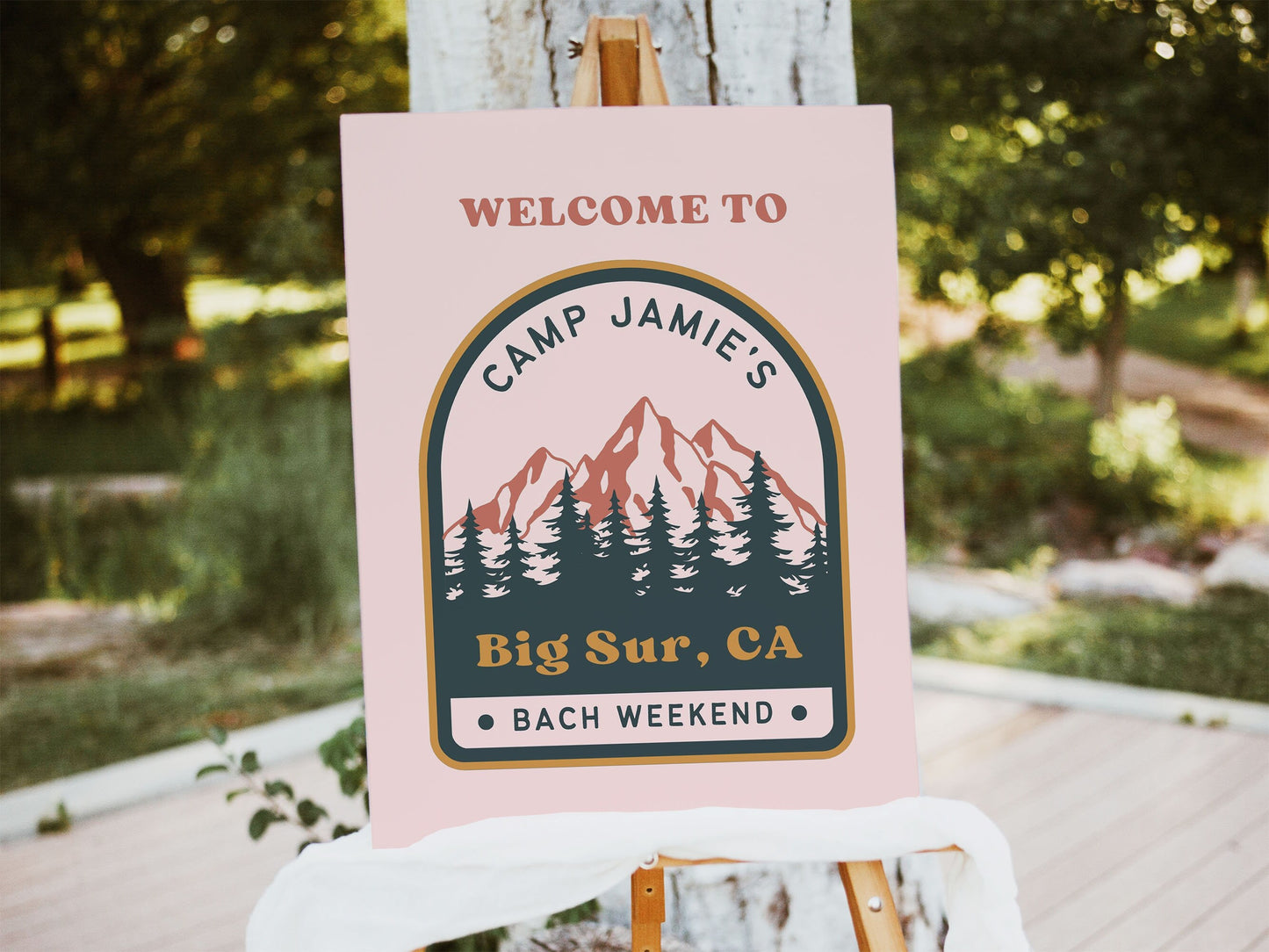 Camp Bachelorette Sign For Wild In The Woods Bachelorette Weekend, Last Trail Before The Veil, Bachelorette Decor, Canva Template